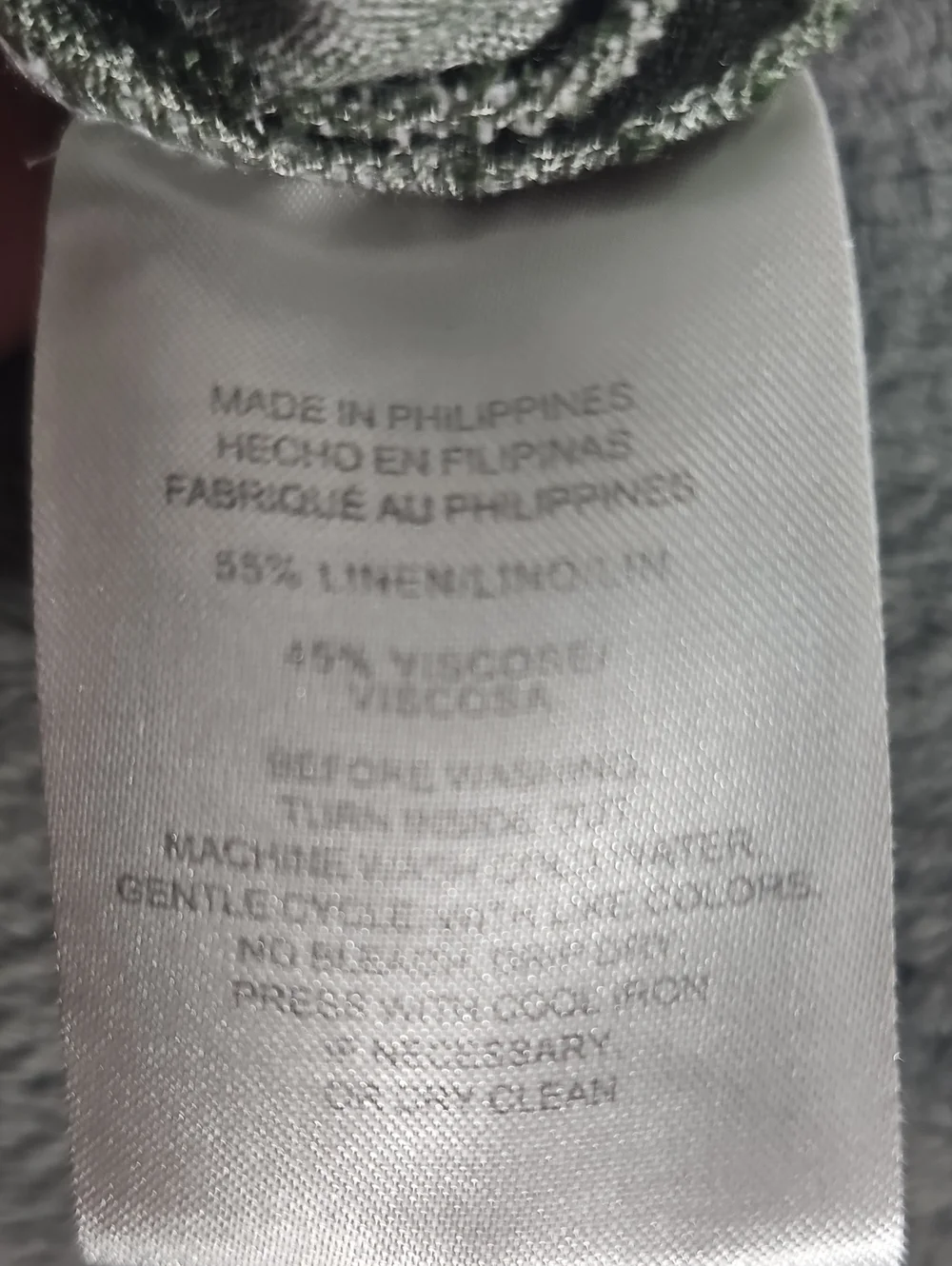 Jones New York Linen Viscose Blend V-Neck Top Green Grey Size M